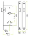Din - Latch 60mm Bkst Radius SS