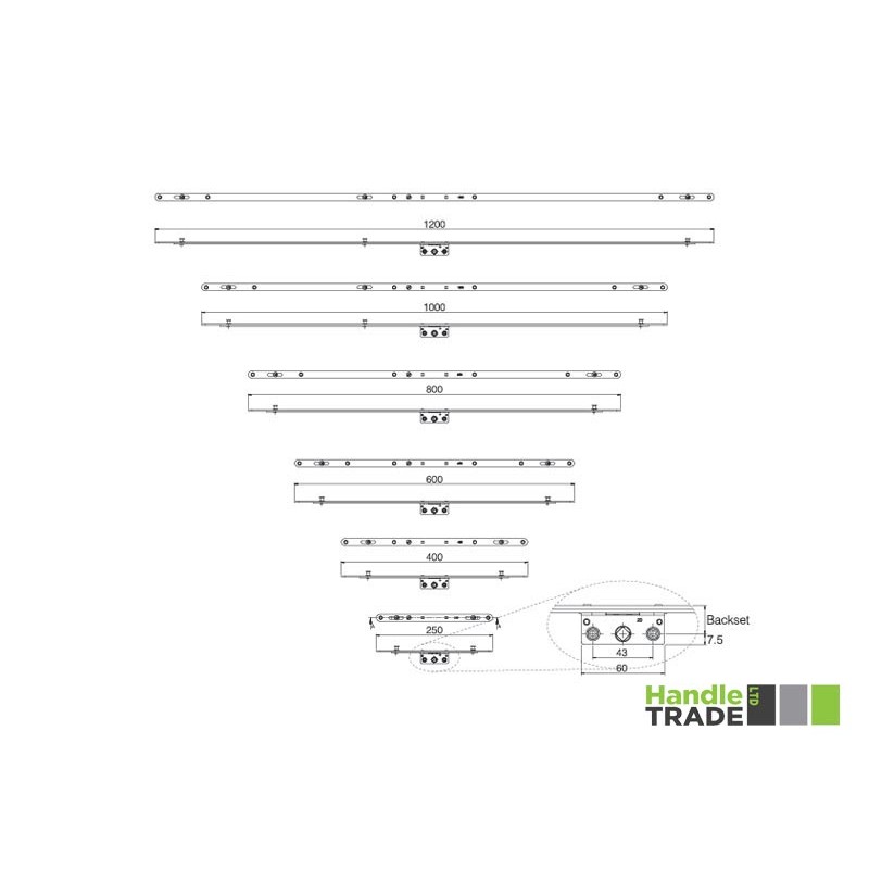 Window Espag Rod 1000mm Length 8mm Cam BS22
