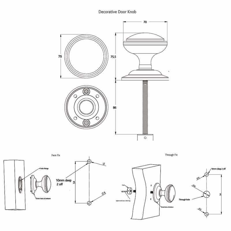 Heritage Decorative Round Centre Door Knob