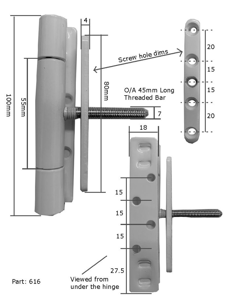 Simonswerk SFS K3179 Upvc Butt Door Hinge