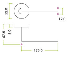 Mitred Lever - Push on Rose 19mm Dia. SS