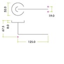 Mitred Lever - Push on Rose 19mm Dia. SS