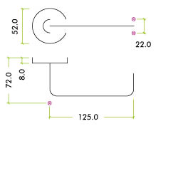 RTD Lever - Push on Rose 22mm Dia.