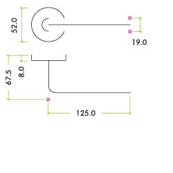 Radius Lever - Push on Rose 19mm Dia. SS