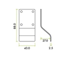Cylinder Latch Pull - Blank Profile 43 x 88mm SS