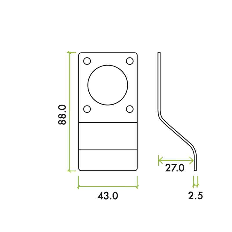 Cylinder Latch Pull - Round Profile 43 x 88mm SS