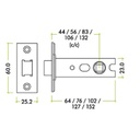 Tubular Latch - 45* Travel w/ Forends 127mm SS