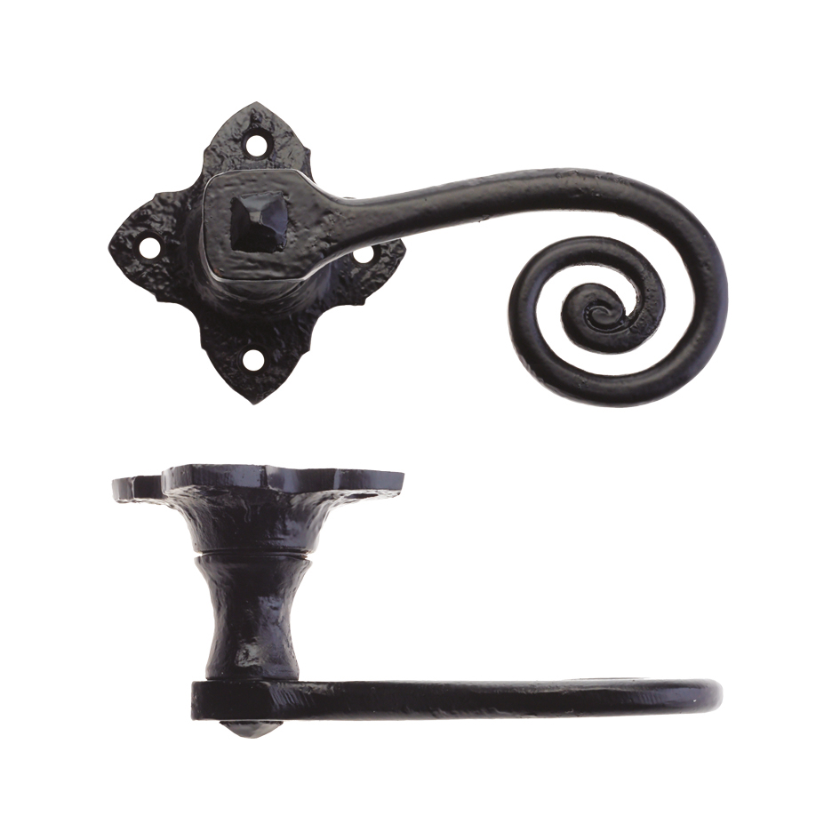 Curly Tail Lever on Square Rose 74mm Rose BK