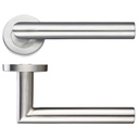 Mitred Lever Door Handle - Push on Rose 19mm Dia. 201SS