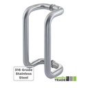 Cranked D Pull Handle 32 x 600mm B2B 316SS