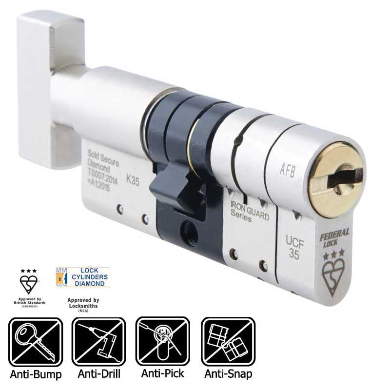 XBS 3* TS007 Security Cylinder 45/45 Thumbturn