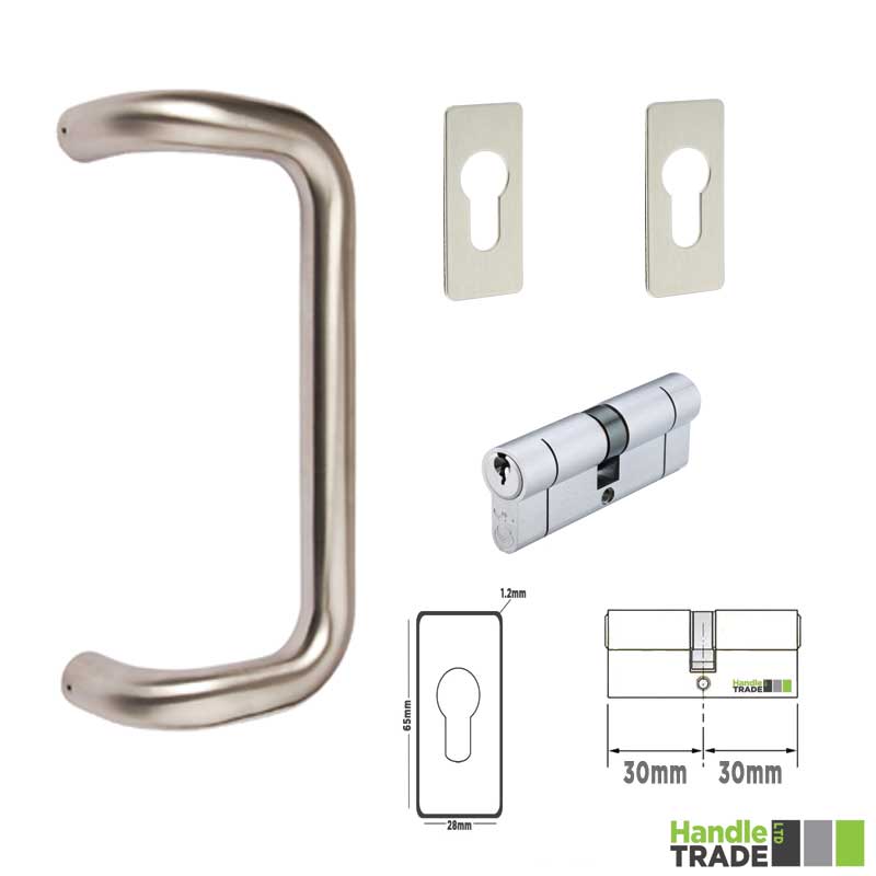 Kit - Cranked D Pull 300mm, 30/30 Cylinder, 2 x Repair Escutcheons
