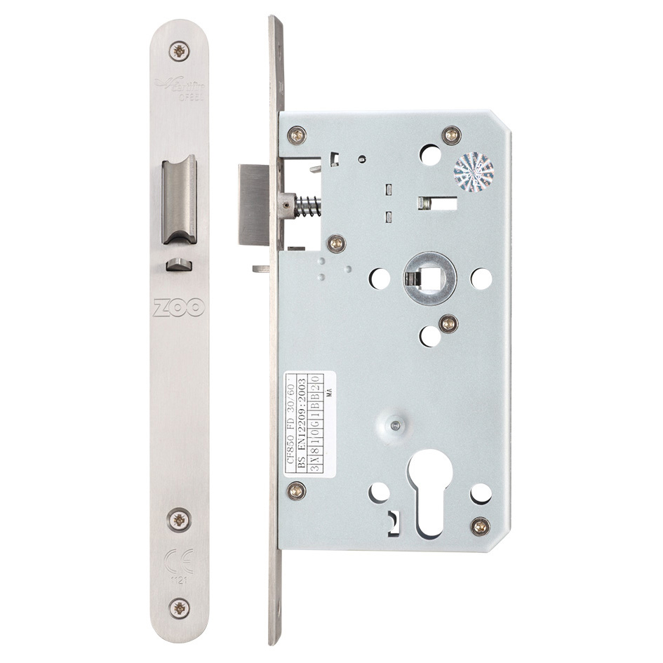 Din - Night Latch - 72mm c/c - 60mm Bkst Radius SS
