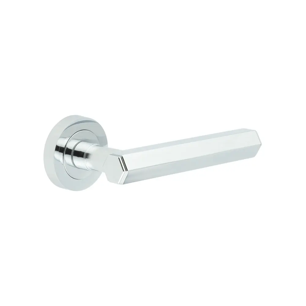 Hex Door Handles on Round Rose