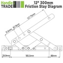 LogIQ Friction Stay - UPVC 12" Side Hung 17mm Stack (Box 25)
