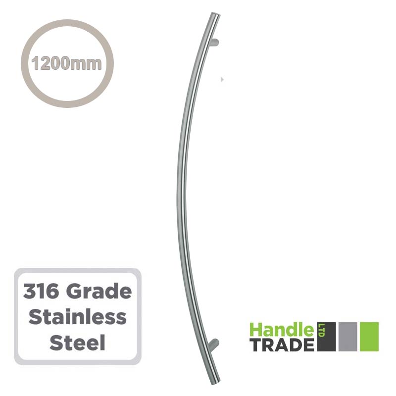 Curved Banana Pull Handle 1200mm Satin Stainless