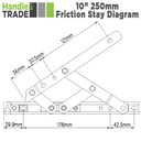 Elite Friction Stay - UPVC 10" Top Hung 13mm Stack
