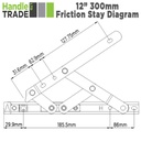 Elite Friction Stay - UPVC 12" Side Hung 13mm Stack