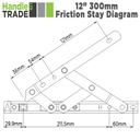 Elite Friction Stay - UPVC 12" Top Hung 13mm Stack