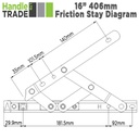 Elite Friction Stay - UPVC 16" Side Hung 13mm Stack