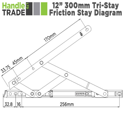 Tri Stay 12" Side Hung 17mm stack EC EG IR