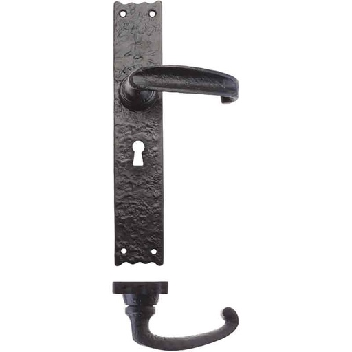 [FF511] Traditional Lever on Long Plate - Lock 48 x 265mm BK