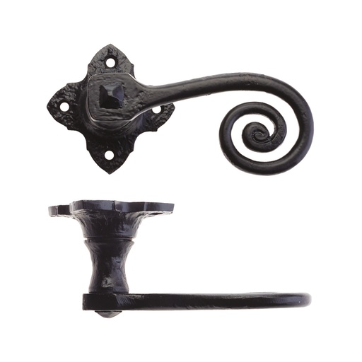 [FF400] Curly Tail Lever on Square Rose 74mm Rose BK