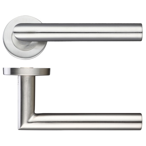 [ZCS2010SS] Mitred Lever Door Handle - Push on Rose 19mm Dia. 201SS