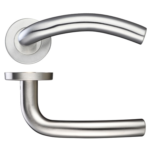 [ZCS2040SS] Arched Lever Door Handle - Push on Rose 19mm Dia. 201SS