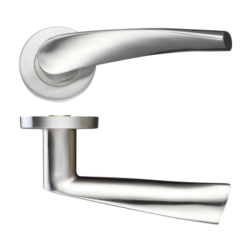 [ZCS2140SS] Curved Door Handle 19mm Lever - Push on Rose 201SS