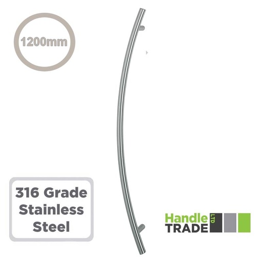 [2694851E5511] Curved Banana Pull Handle 1200mm Satin Stainless
