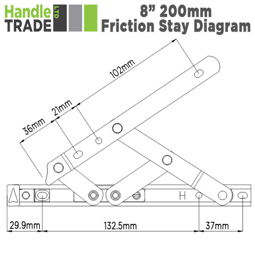 [ES08TH] Elite Friction Stay - UPVC 8" Top Hung 13mm Stack