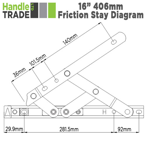 [ES16TH] Elite Friction Stay - UPVC 16" Top Hung 13mm Stack