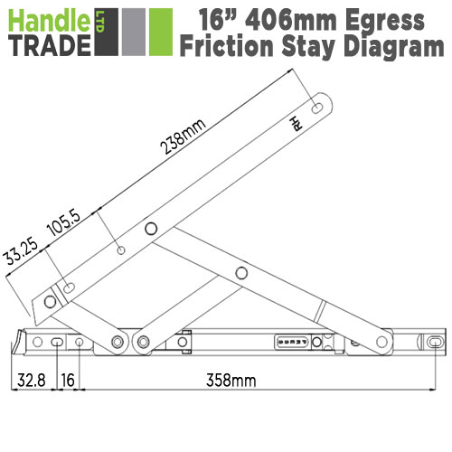[FSE16SH] Elite Friction Stay - UPVC 16" Side Hung EG 13mm Stack