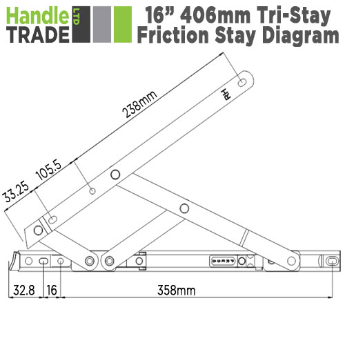 [TS16SH] Tri Stay 16" Side Hung 13mm stack EC EG IR