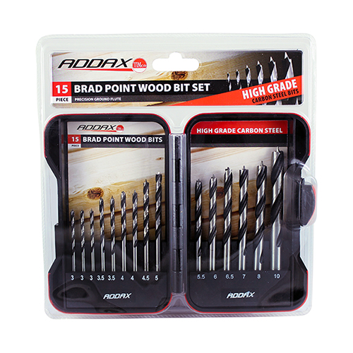 [B15SET] HSS Brad Point Wood Bits Set 15 Pcs