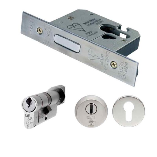 [EDB5030/CT/SSS] EURO Profile Cylinder Turn Deadlock 76mm BS SS
