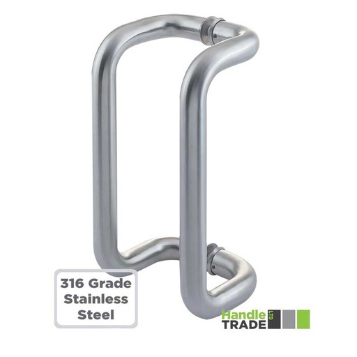 [CD600SSBB6] Cranked D Pull Handle 32 x 600mm B2B 316SS