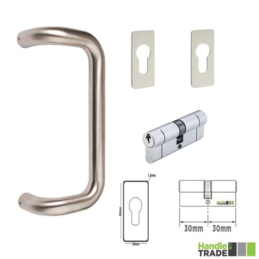 [CD300KIT1] Kit - Cranked D Pull 300mm, 30/30 Cylinder, 2 x Repair Escutcheons