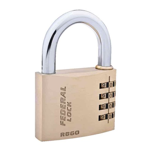 [RB60-OR] Federal Padlock RB60-OR Brass Combination 60mm