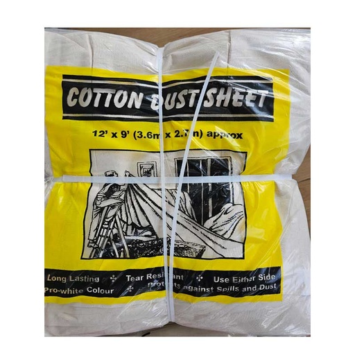 [HTDUSTT12] Dust Sheets Plain Cotton 12' x 9' (3.6m x 2.7m)