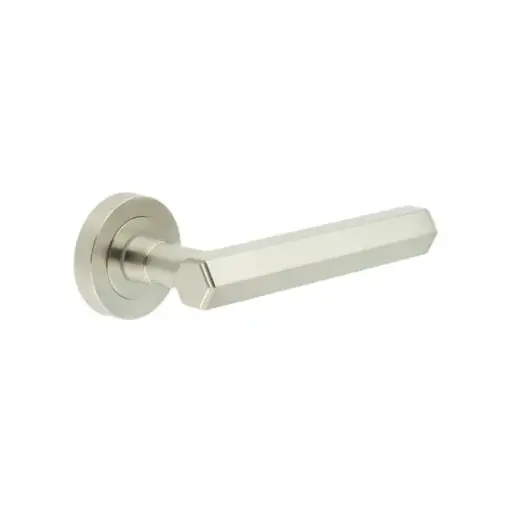 Hex Door Handles on Round Rose